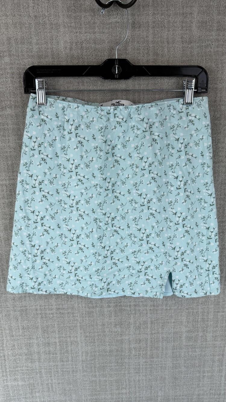 Hollister Skirt Womens M Green Floral Short Straight & Pencil Lined Zip